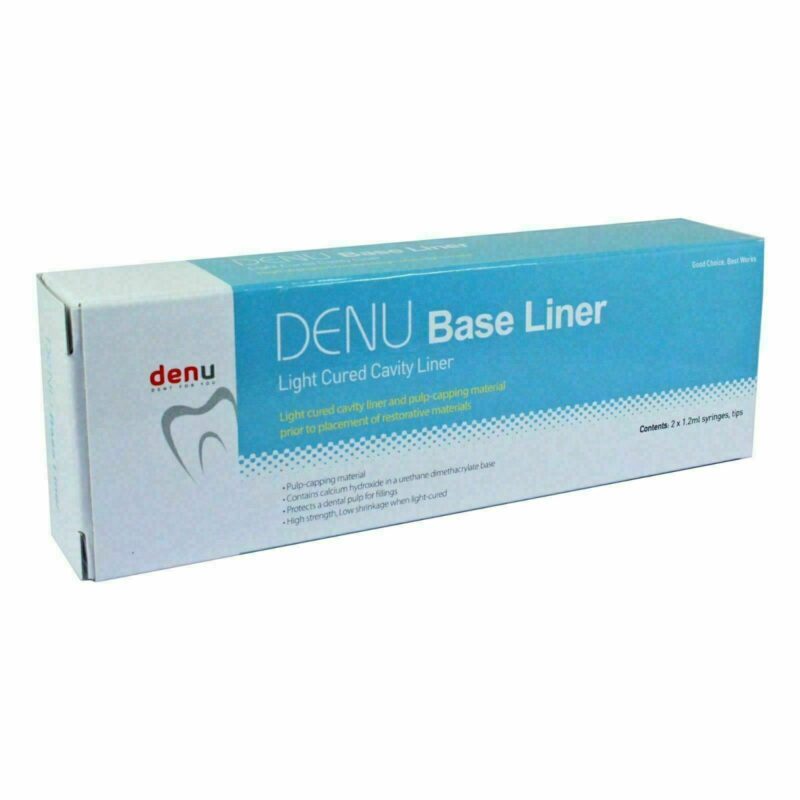 Dental Denu Base Liner Cavity Light Cure Pulp Capping Material 2 x 2g Syringe - Image 2