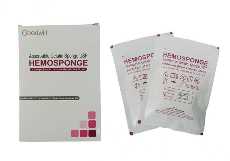 Goodwill Hemosponge 80x50x10 MM Absorbable Gelatin Sponge 2/pk